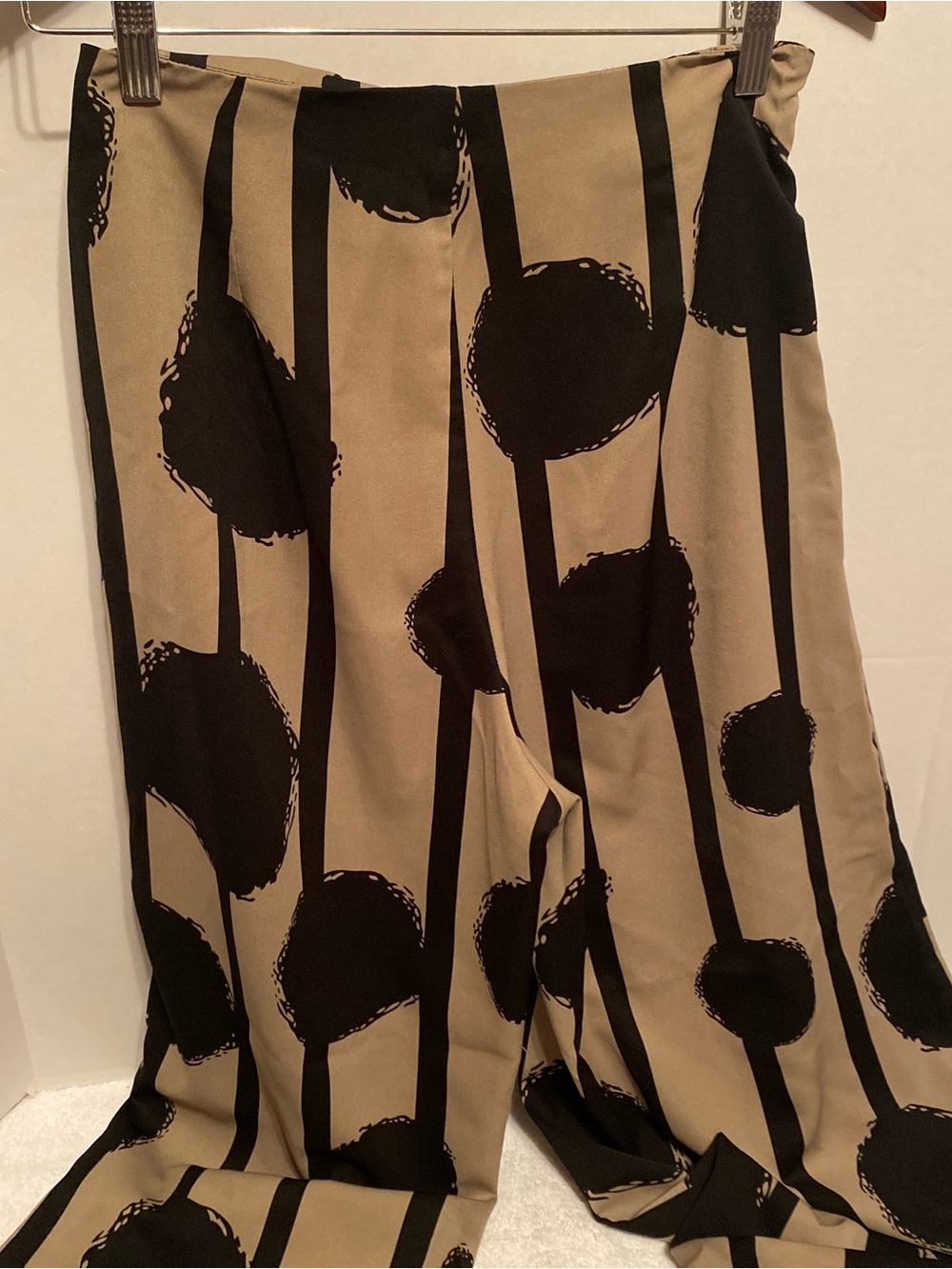 SHEIN Beige and Black Printed Wide-Leg Pants